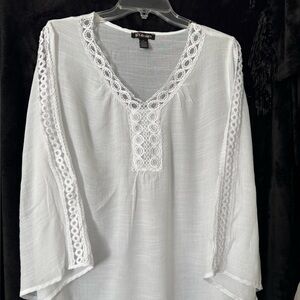 White Lace Trim Women's Top